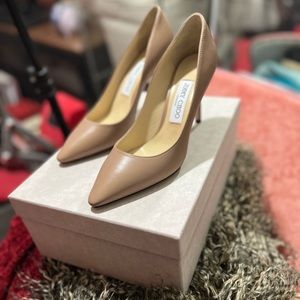 Jimmy Choo Romy Pumps, Size 37.5 or US 7.5, Heel is 85mm or 3.5in, True to size